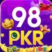 Colorful 98PKR gaming app banner showing mobile gameplay, rewards, and gaming categorie