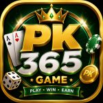 PK365 Game profile picture featuring a green and gold gaming logo with casino-themed elements, including cards, dice, poker chips, and a crown.